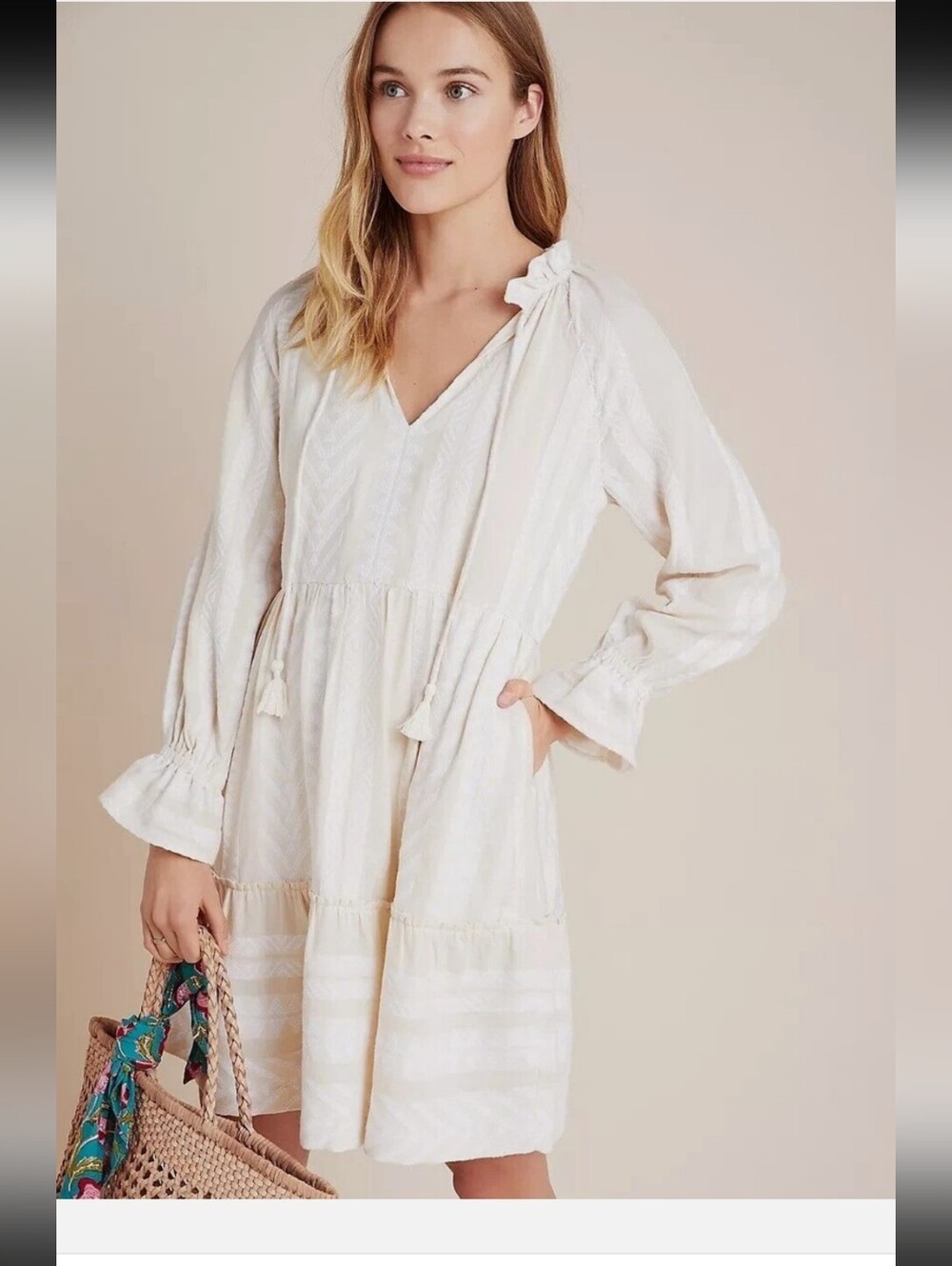Anthropologie Maeve Dominique Tunic Dress Ivory Size Large